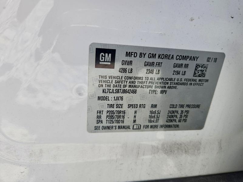Aukcja sprzedaży 2018 Chevrolet Trax, vin: KL7CJLSB7JB642468, numer aukcji: 56599546