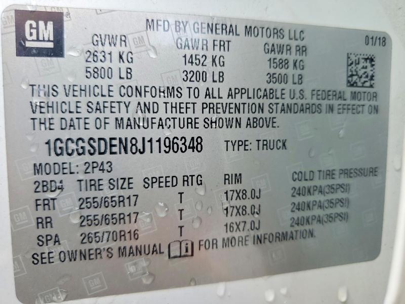 Продаж на аукціоні авто 2018 Chevrolet Colorado, vin: 1GCGSDEN8J1196348, номер лоту: 56641176