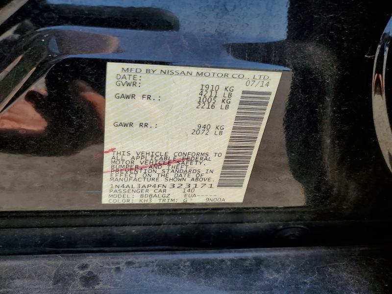 Продажа на аукционе авто 2015 Nissan Altima, vin: 1N4AL3AP4FN323171, номер лота: 58286016