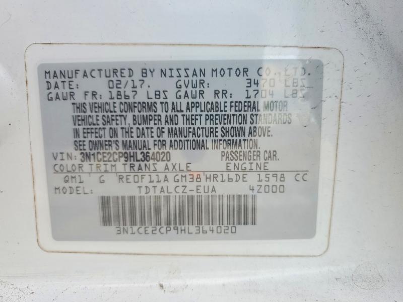 Продажа на аукционе авто 2017 Nissan Versa Note, vin: 3N1CE2CP9HL364020, номер лота: 55840046