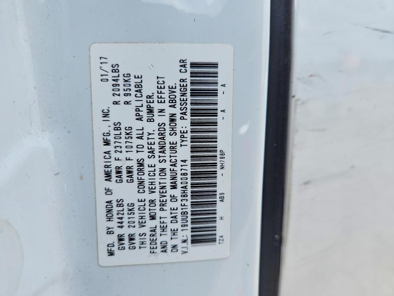 55418386 :رقم المزاد ، 19UUB1F38HA008714 vin ، 2017 Acura Tlx مزاد بيع