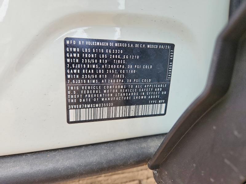 2025 Volkswagen Tiguan მანქანა იყიდება აუქციონზე, vin: 3VVER7RM8SM035509, აუქციონის ნომერი: 56853926