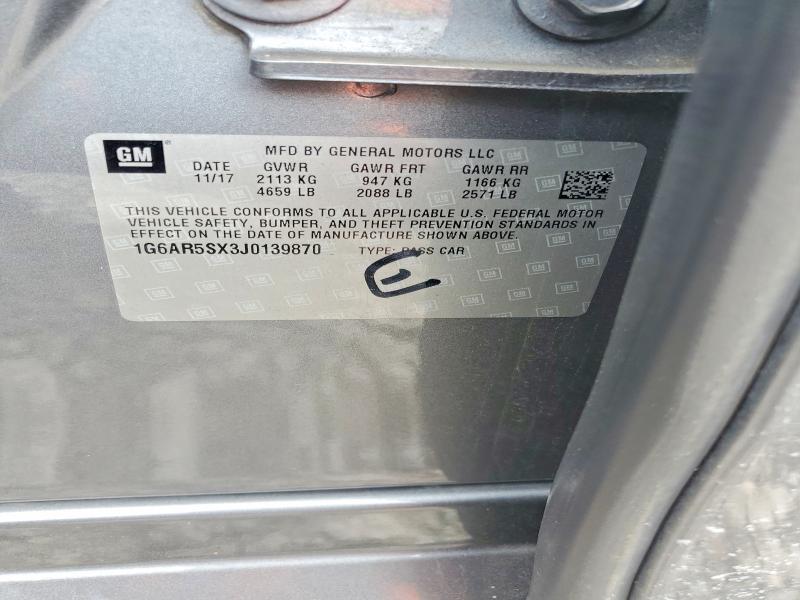 2018 Cadillac Cts მანქანა იყიდება აუქციონზე, vin: 1G6AR5SX3J0139870, აუქციონის ნომერი: 55200396
