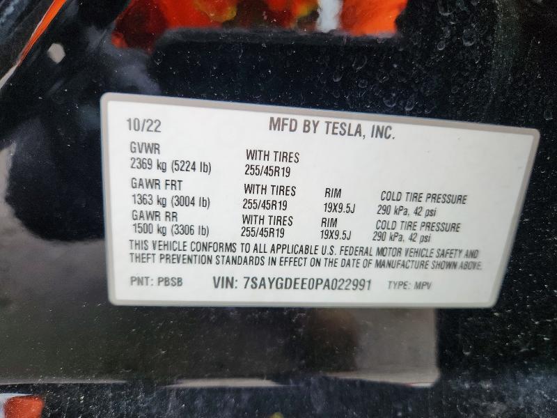 Продажа на аукционе авто 2023 Tesla Model Y, vin: 7SAYGDEE0PA022991, номер лота: 57273506