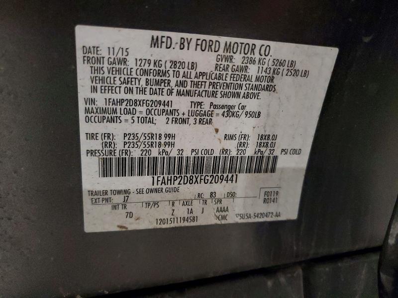 Продаж на аукціоні авто 2015 Ford Taurus, vin: 1FAHP2D8XFG209441, номер лоту: 57514946