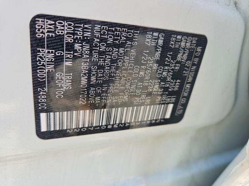 Продажа на аукционе авто 2021 Nissan Rogue, vin: JN8AT3BA2MW017022, номер лота: 55627266