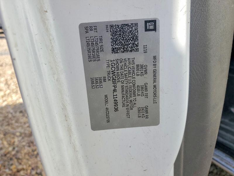 Продажа на аукционе авто 2020 Chevrolet Express G2500, vin: 1GCWGBFP4L1149936, номер лота: 61606256