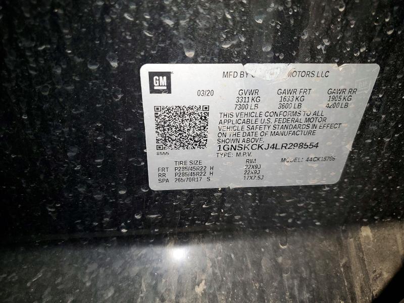 Aukcja sprzedaży 2020 Chevrolet Tahoe, vin: 1GNSKCKJ4LR298554, numer aukcji: 56828106