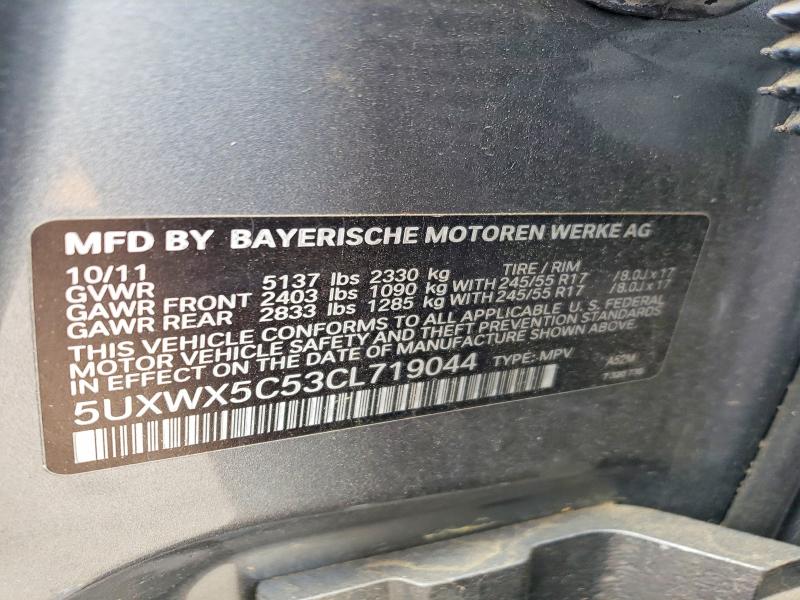 55448106 :رقم المزاد ، 5UXWX5C53CL719044 vin ، 2012 Bmw X3 مزاد بيع