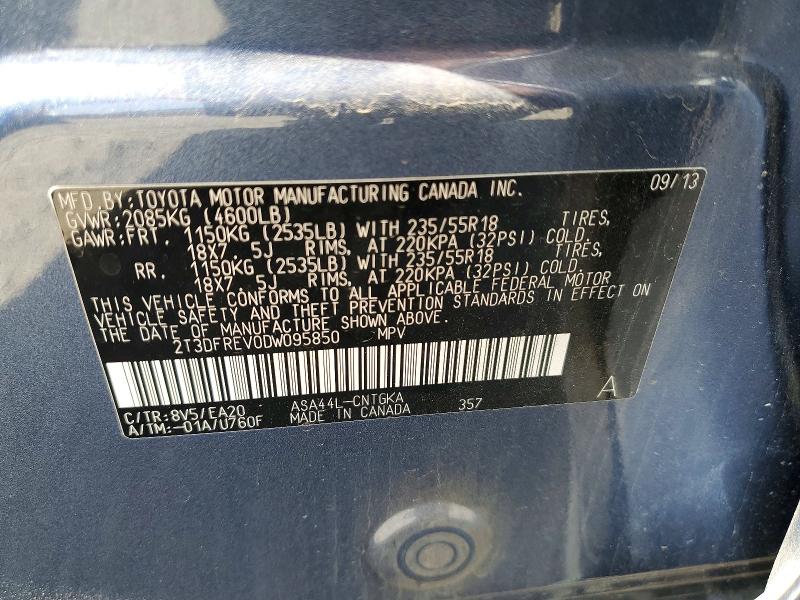 2013 Toyota Rav4 მანქანა იყიდება აუქციონზე, vin: 2T3DFREV0DW095850, აუქციონის ნომერი: 56194096