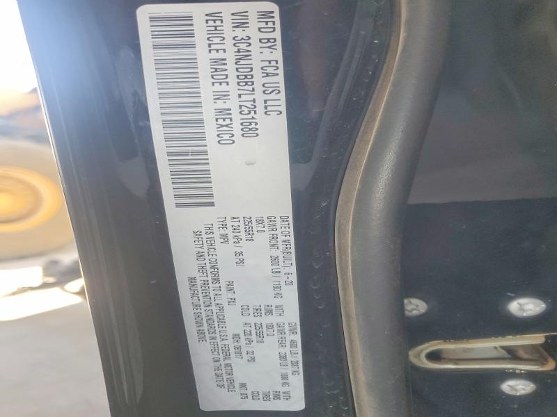 56820566 :رقم المزاد ، 3C4NJDBB7LT251680 vin ، 2020 Jeep Compass مزاد بيع