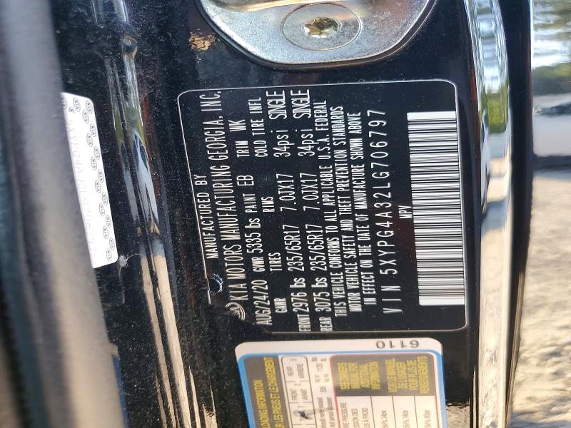 57160956 :رقم المزاد ، 5XYPG4A32LG706797 vin ، 2020 Kia Sorento مزاد بيع