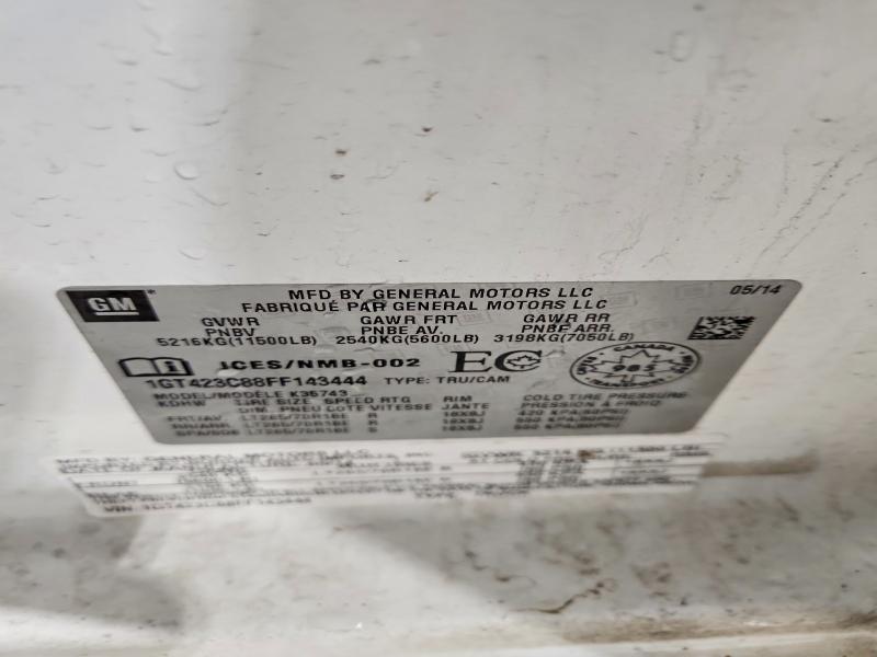 2015 Gmc Sierra მანქანა იყიდება აუქციონზე, vin: 1GT423C88FF143444, აუქციონის ნომერი: 55187056