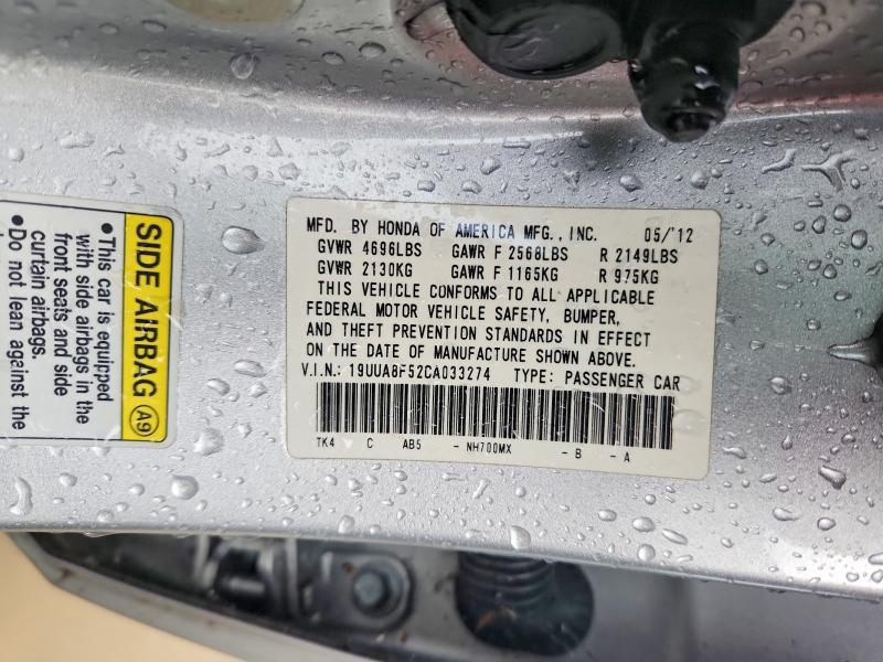 58990916 :رقم المزاد ، 19UUA8F52CA033274 vin ، 2012 Acura Tl مزاد بيع