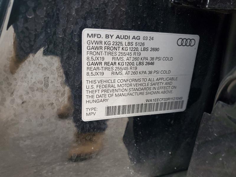 Aukcja sprzedaży 2024 Audi Q3, vin: WA1EECF33R1121049, numer aukcji: 57923666
