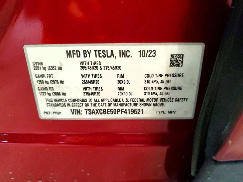 Aukcja sprzedaży 2023 Tesla Model X, vin: 7SAXCBE50PF419521, numer aukcji: 58582816
