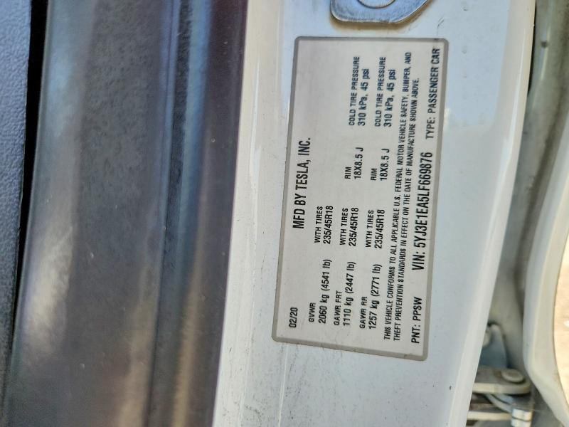 Продаж на аукціоні авто 2020 Tesla Model 3, vin: 5YJ3E1EA5LF669876, номер лоту: 57178946