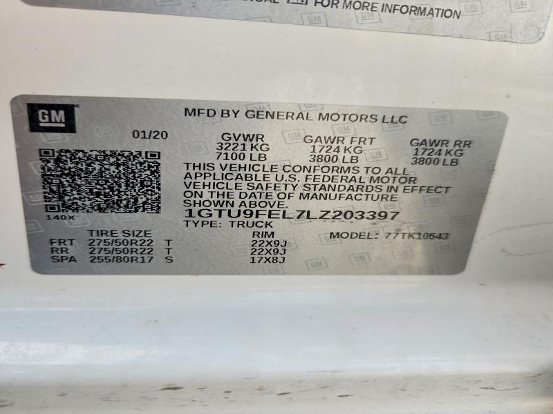2020 Gmc Sierra მანქანა იყიდება აუქციონზე, vin: 1GTU9FEL7LZ203397, აუქციონის ნომერი: 59159746