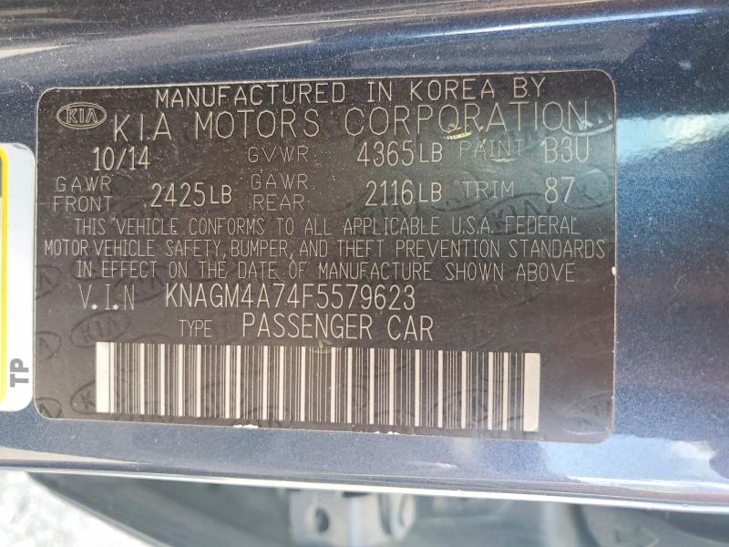 2015 Kia Optima მანქანა იყიდება აუქციონზე, vin: KNAGM4A74F5579623, აუქციონის ნომერი: 57142616