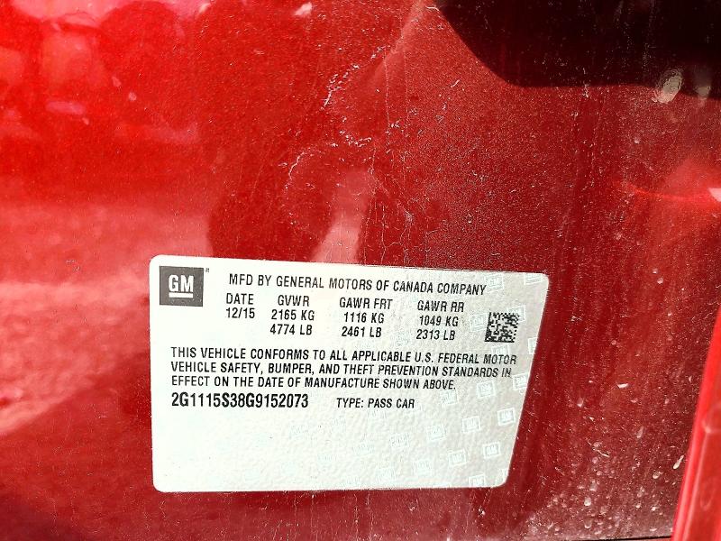 2016 Chevrolet Impala მანქანა იყიდება აუქციონზე, vin: 2G1115S38G9152073, აუქციონის ნომერი: 55336206