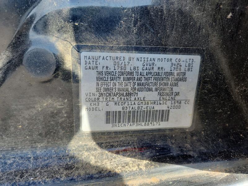 2017 Nissan Versa მანქანა იყიდება აუქციონზე, vin: 3N1CN7AP3HL889171, აუქციონის ნომერი: 56528136