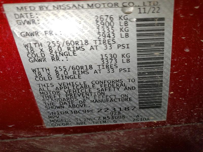 Продаж на аукціоні авто 2023 Nissan Pathfinder, vin: 5N1DR3BC9PC223187, номер лоту: 55542356