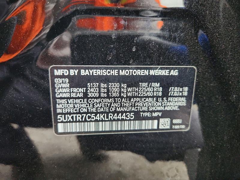 Продаж на аукціоні авто 2019 Bmw X3, vin: 5UXTR7C54KLR44435, номер лоту: 57946676