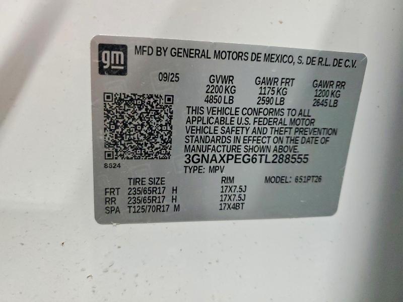 Продаж на аукціоні авто 2026 Chevrolet Equinox, vin: 3GNAXPEG6TL288555, номер лоту: 57481696
