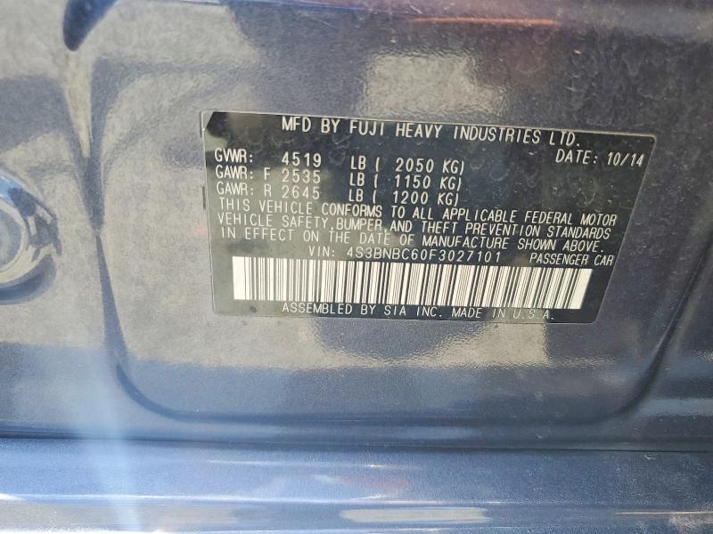 56505586 :رقم المزاد ، 4S3BNBC60F3027101 vin ، 2015 Subaru Legacy مزاد بيع