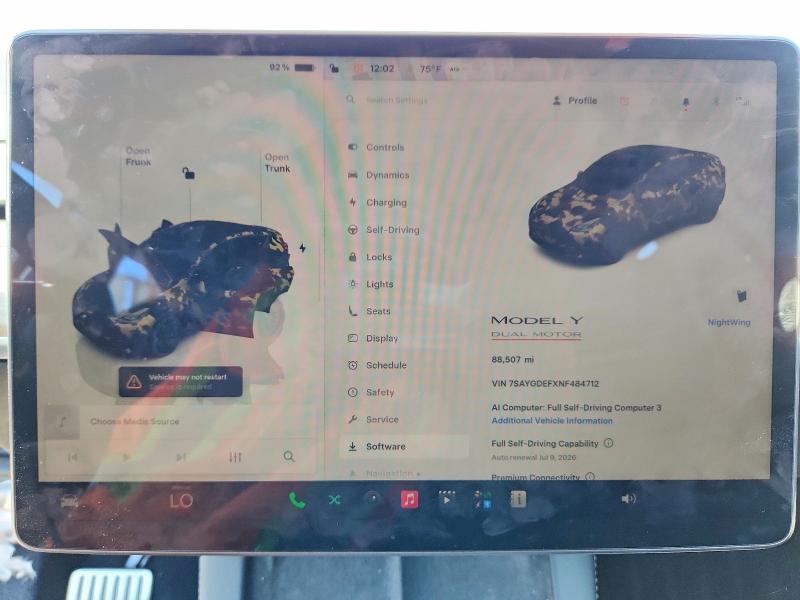 58655636 :رقم المزاد ، 7SAYGDEFXNF484712 vin ، 2022 Tesla Model Y مزاد بيع