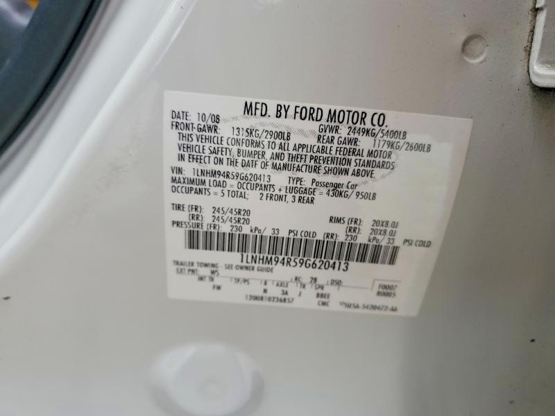 Продажа на аукционе авто 2009 Lincoln Mks, vin: 1LNHM94R59G620413, номер лота: 57649606