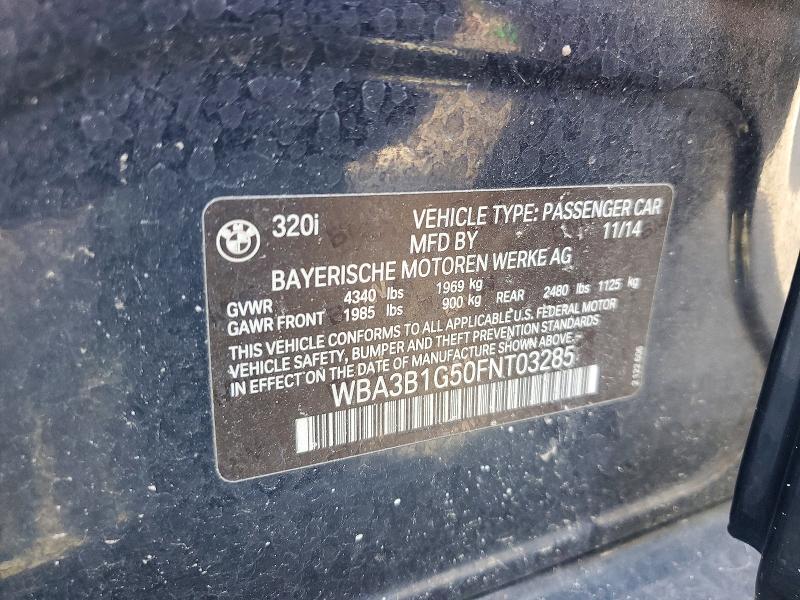 57291616 :رقم المزاد ، WBA3B1G50FNT03285 vin ، 2015 Bmw 320 مزاد بيع