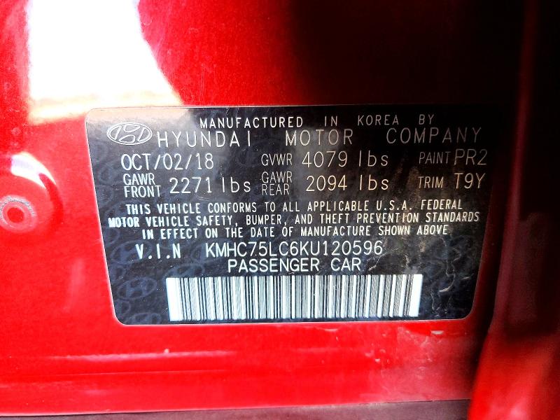 Aukcja sprzedaży 2019 Hyundai Ioniq, vin: KMHC75LC6KU120596, numer aukcji: 55648696