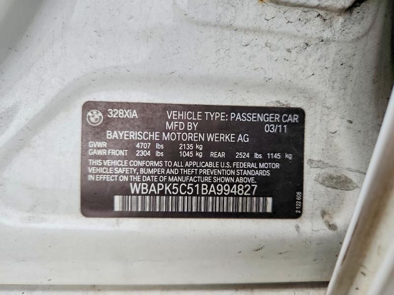 Продаж на аукціоні авто 2011 Bmw 328, vin: WBAPK5C51BA994827, номер лоту: 57577396