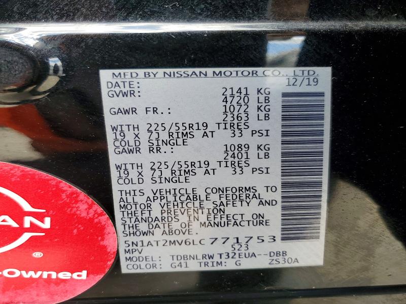 Продажа на аукционе авто 2020 Nissan Rogue, vin: 5N1AT2MV6LC771753, номер лота: 55672246