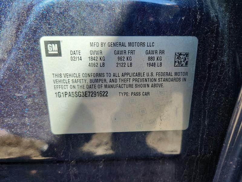 Продажа на аукционе авто 2014 Chevrolet Cruze, vin: 1G1PA5SG3E7291622, номер лота: 58428746