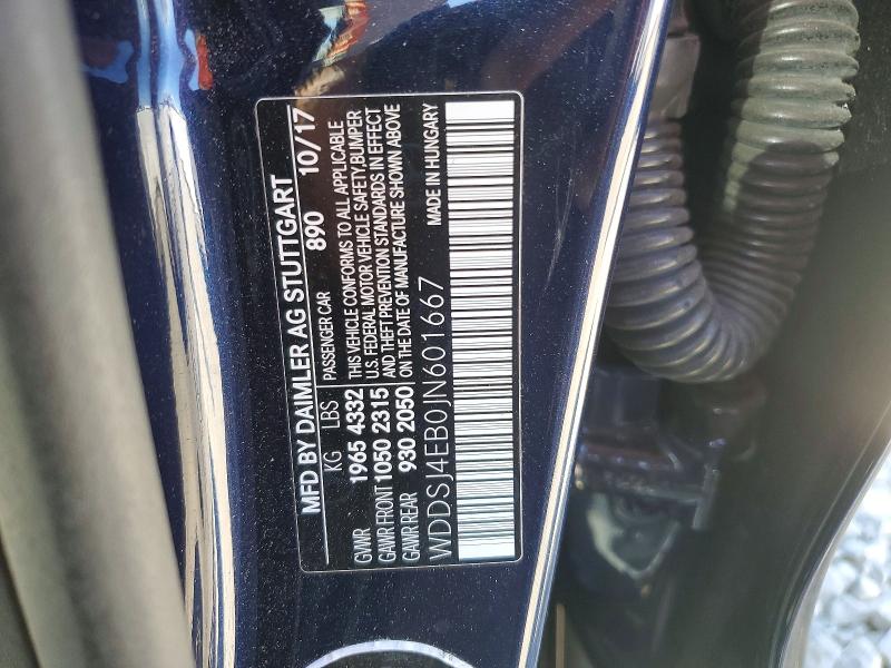 2018 Mercedes-benz Cla მანქანა იყიდება აუქციონზე, vin: WDDSJ4EB0JN601667, აუქციონის ნომერი: 56834556