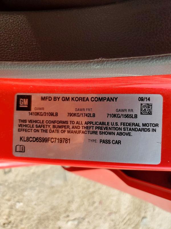 Aukcja sprzedaży 2015 Chevrolet Spark, vin: KL8CD6S99FC719781, numer aukcji: 56789626