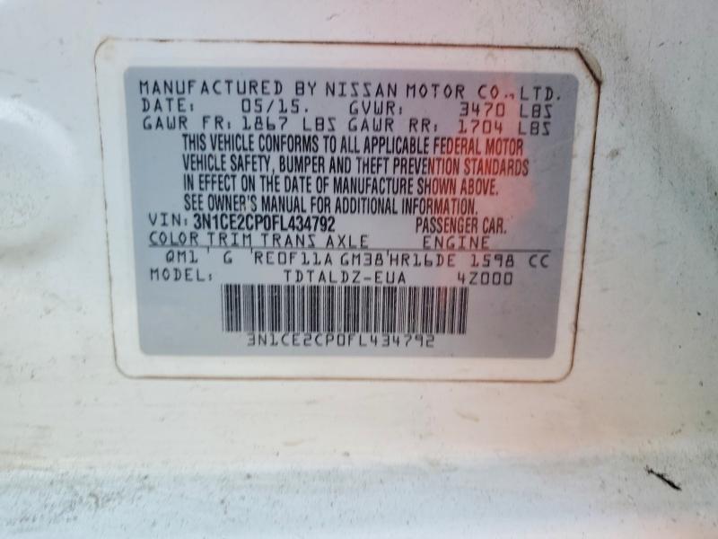 Aukcja sprzedaży 2015 Nissan Versa Note, vin: 3N1CE2CP0FL434792, numer aukcji: 58556046