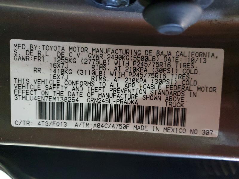 58077756 :رقم المزاد ، 3TMLU4EN7EM138264 vin ، 2014 Toyota Tacoma مزاد بيع