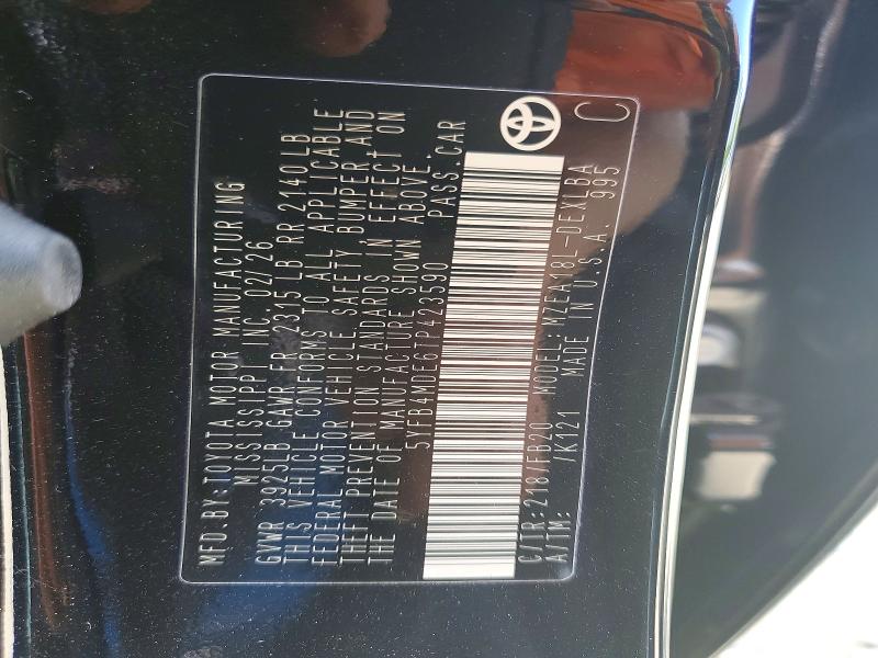 55199836 :رقم المزاد ، 5YFB4MDE6TP423590 vin ، 2026 Toyota Corolla مزاد بيع