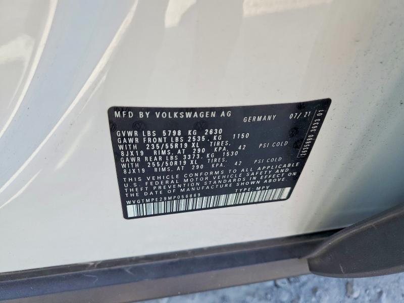 2021 Volkswagen Id.4 მანქანა იყიდება აუქციონზე, vin: WVGTMPE29MP056869, აუქციონის ნომერი: 57465076