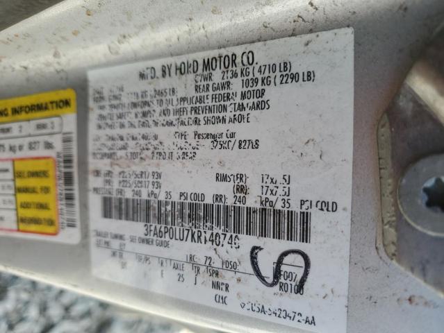 2019 Ford Fusion Se მანქანა იყიდება აუქციონზე, vin: 3FA6P0LU7KR140740, აუქციონის ნომერი: 58572336