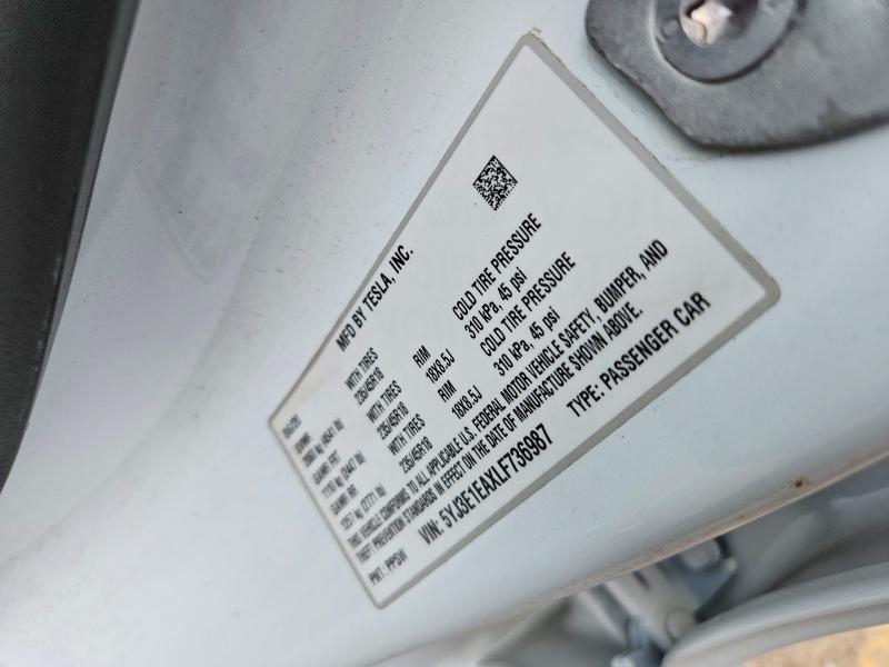Продажа на аукционе авто 2020 Tesla Model 3, vin: 5YJ3E1EAXLF736987, номер лота: 58700746