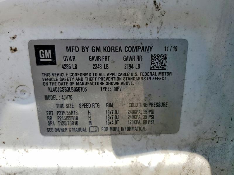 Продаж на аукціоні авто 2020 Buick Encore, vin: KL4CJCSB3LB056706, номер лоту: 58811866