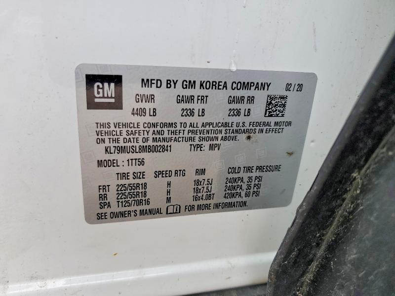 Продажа на аукционе авто 2021 Chevrolet Trailblazer, vin: KL79MUSL8MB002841, номер лота: 57895116