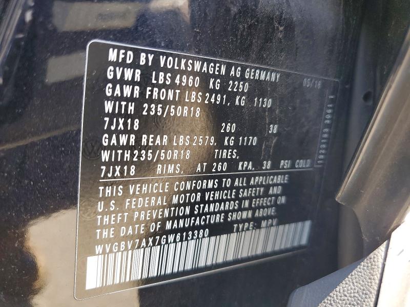 Aukcja sprzedaży 2016 Volkswagen Tiguan, vin: WVGBV7AX7GW613380, numer aukcji: 55856986