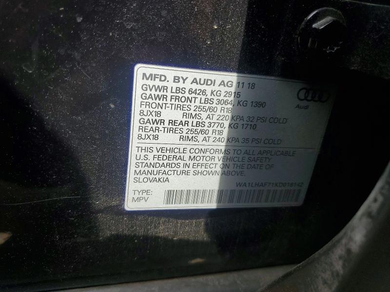 Aukcja sprzedaży 2019 Audi Q7, vin: WA1LHAF71KD018142, numer aukcji: 56425656