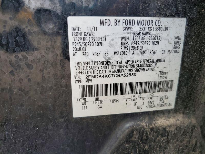 57317236 :رقم المزاد ، 2FMDK4KC7CBA52850 vin ، 2012 Ford Edge مزاد بيع