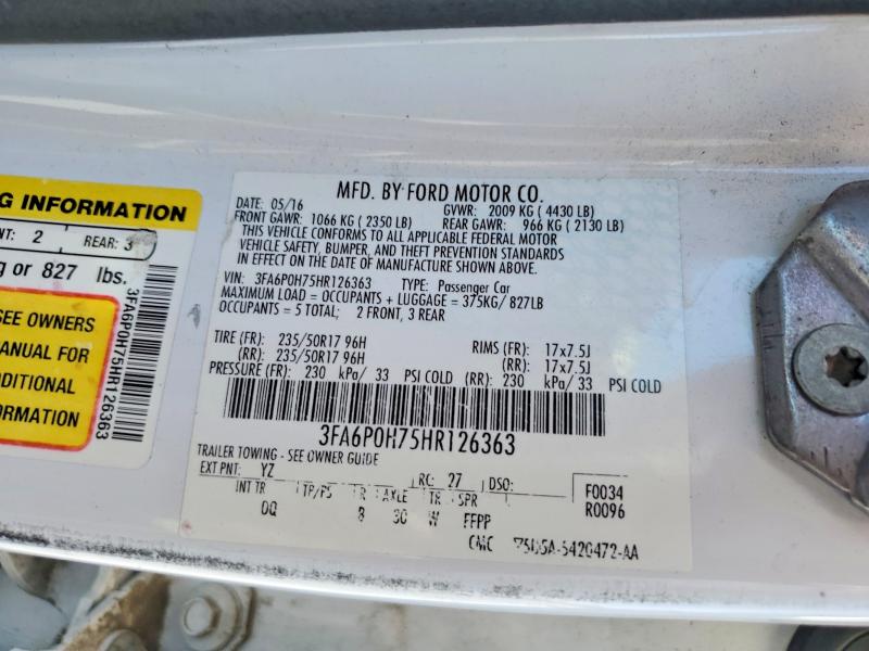 Продажа на аукционе авто 2017 Ford Fusion, vin: 3FA6P0H75HR126363, номер лота: 56091116